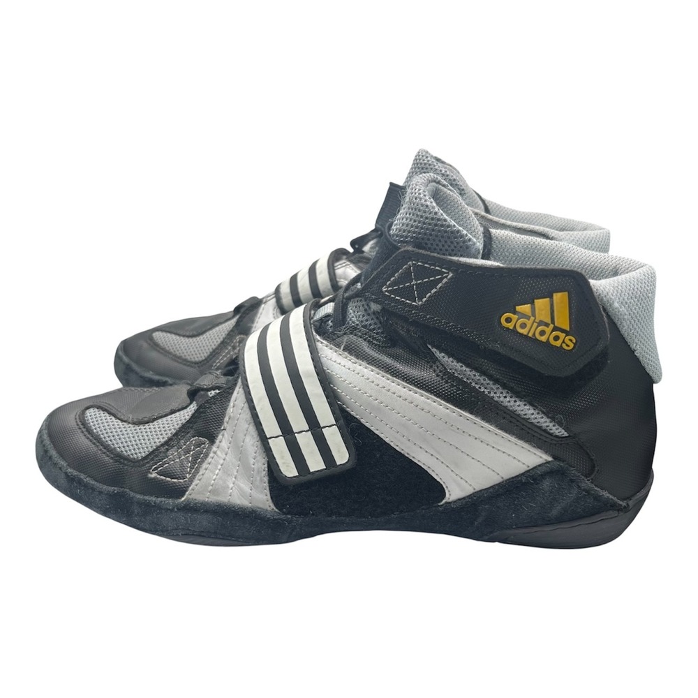 Adidas Mens Sz 10.5 Extero II Wrestling Shoes Gold Logo Black And White-1899